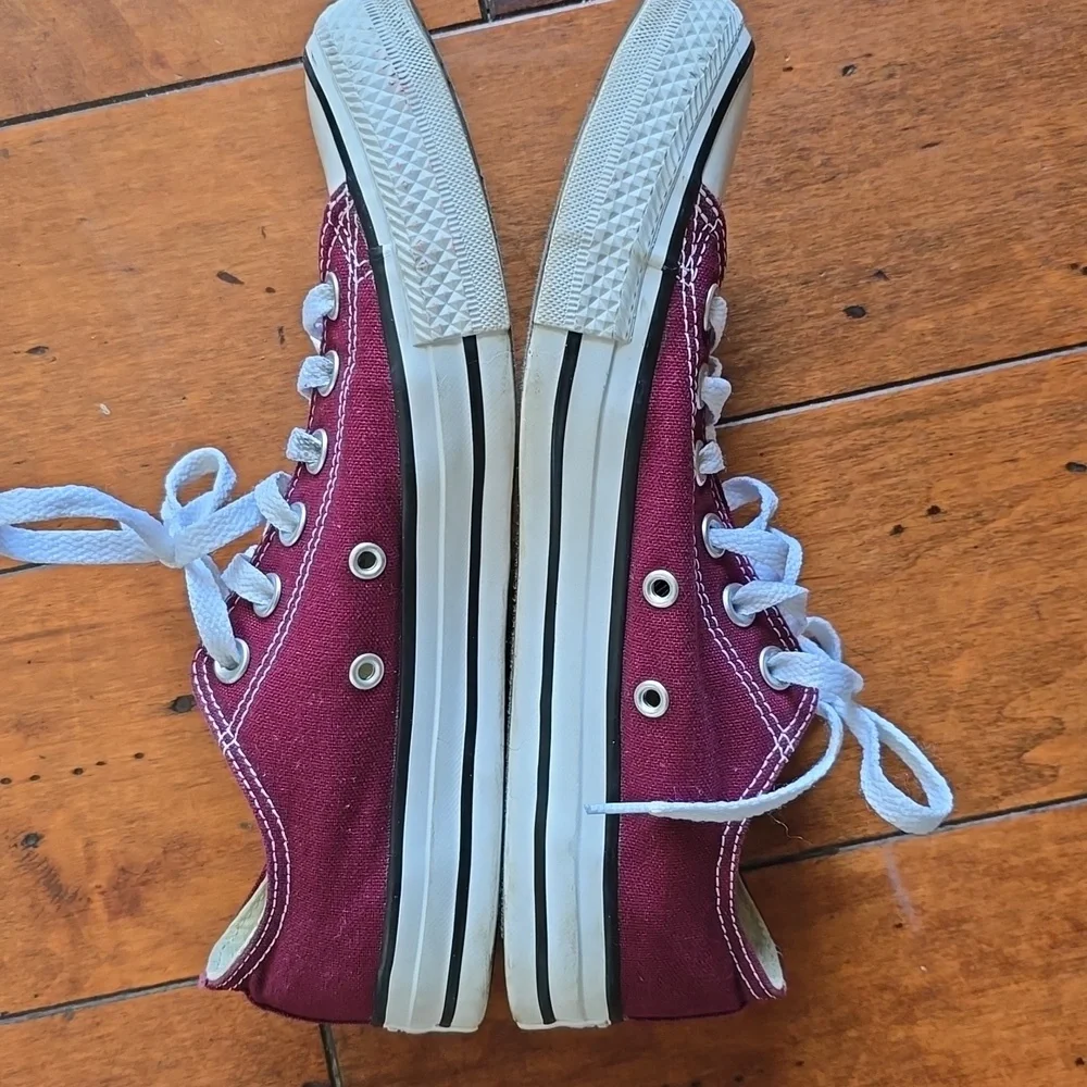 Converse Maroon Canvas Sneakers with White Accents - Picture 5 of 7